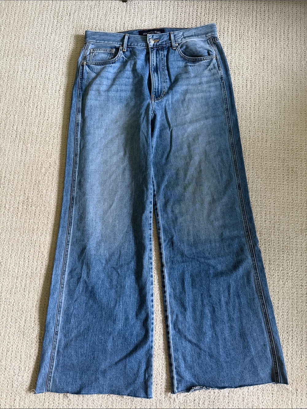 Veronica Beard Medium Blue Kasey Wide-Leg Denim Jeans